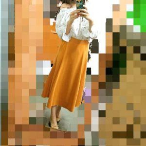 大推！日本Nougatine 中碼 (大碼) 橙黃色 七分 中長裙 Skirt