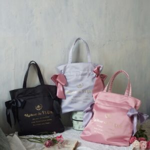 日本 Maison de FLEUR 蝴蝶結 絲絹布 側孭袋 TOTE