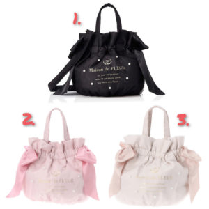 日本Maison de FLEUR 2用 網紗+珍珠 手袋 CROSSBAG 斜孭袋 チュールパール2Wayギャザートートバッグ