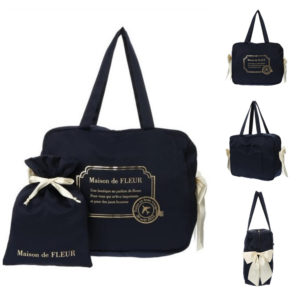 2件套!日本 Maison de FLEUR 書包 旅行袋+小收繩收納袋套裝 ボストントラベルキャリーオンSバッグ