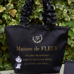 日本Maison de FLEUR 限定 Kuromi Melody 刺繡 手袋 マイメロ クロミ フリルハンドルトートバッグ